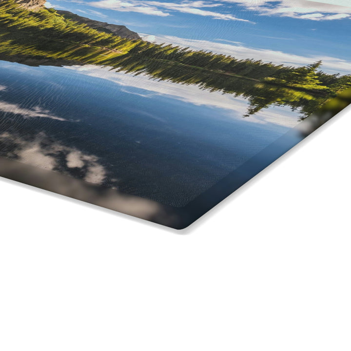 Mountain Scene Reflected - Glass Cutting Board - Visiting This World