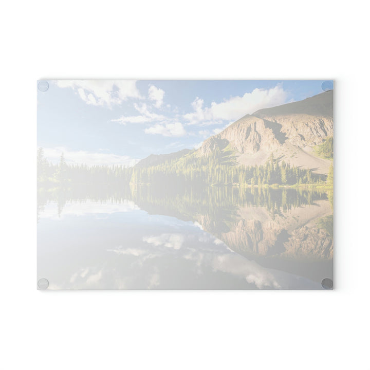 Mountain Scene Reflected - Glass Cutting Board - Visiting This World