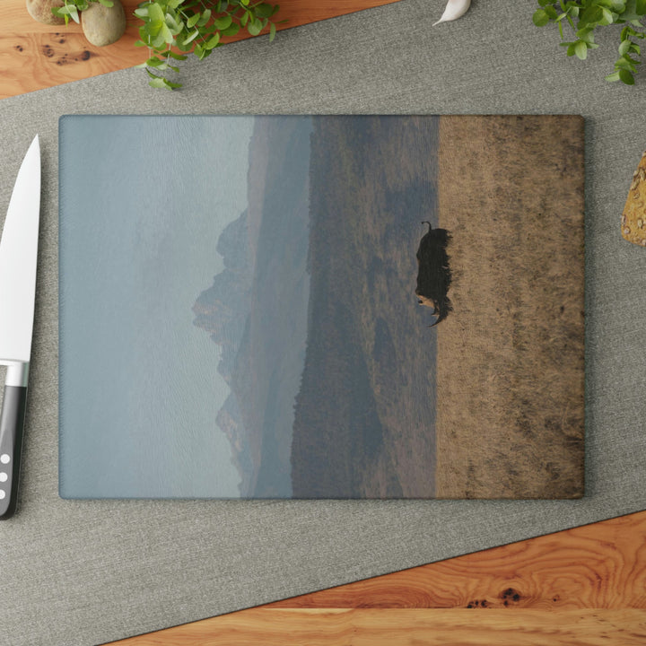 Mt. Kenya and the Bull - Glass Cutting Board - Visiting This World