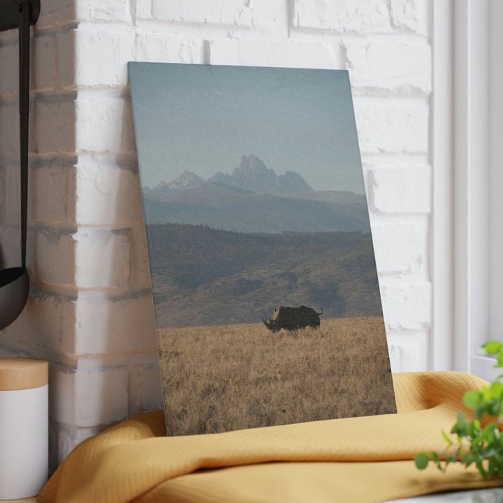 Mt. Kenya and the Bull - Glass Cutting Board - Visiting This World