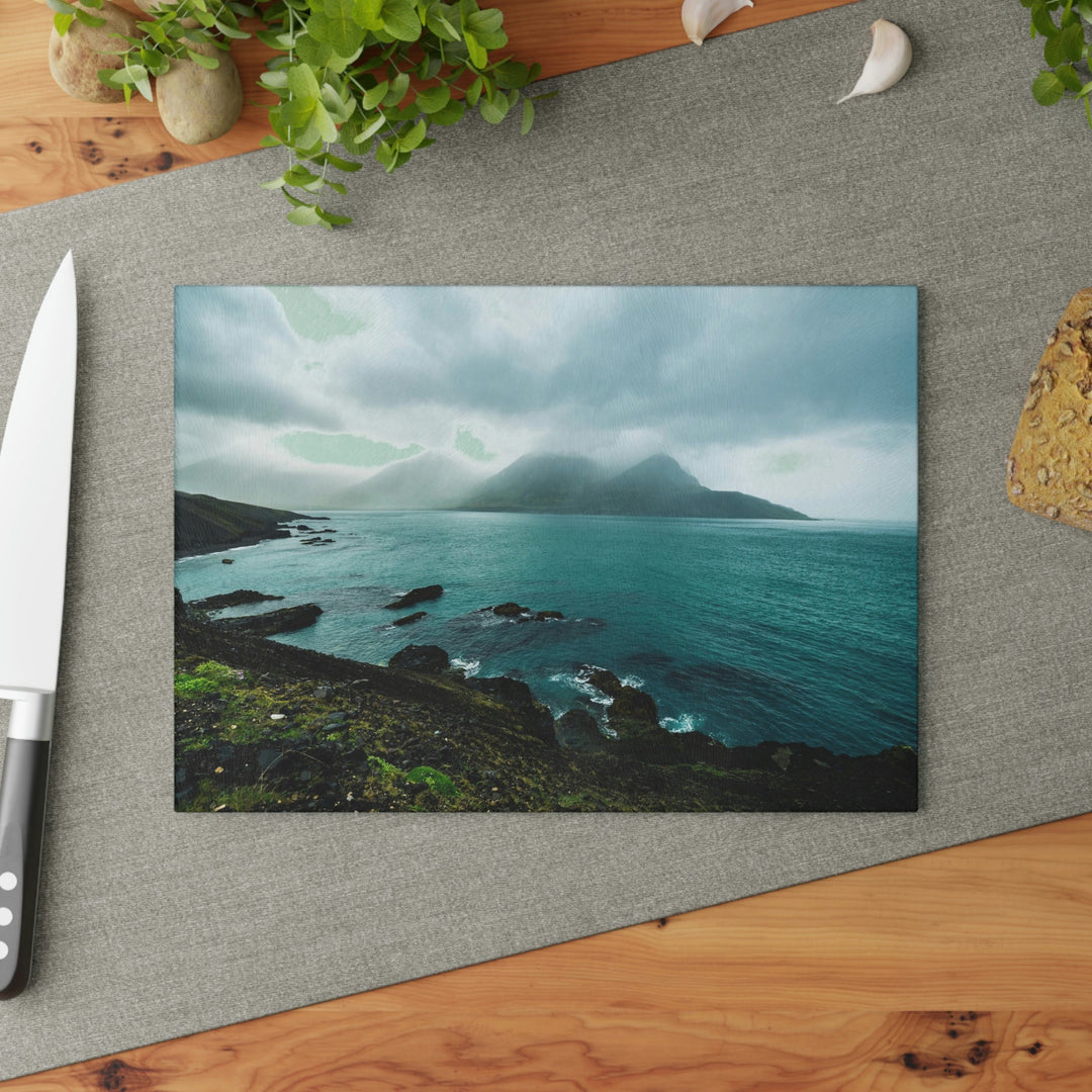 Mystical Mountain View - Glass Cutting Board - Visiting This World