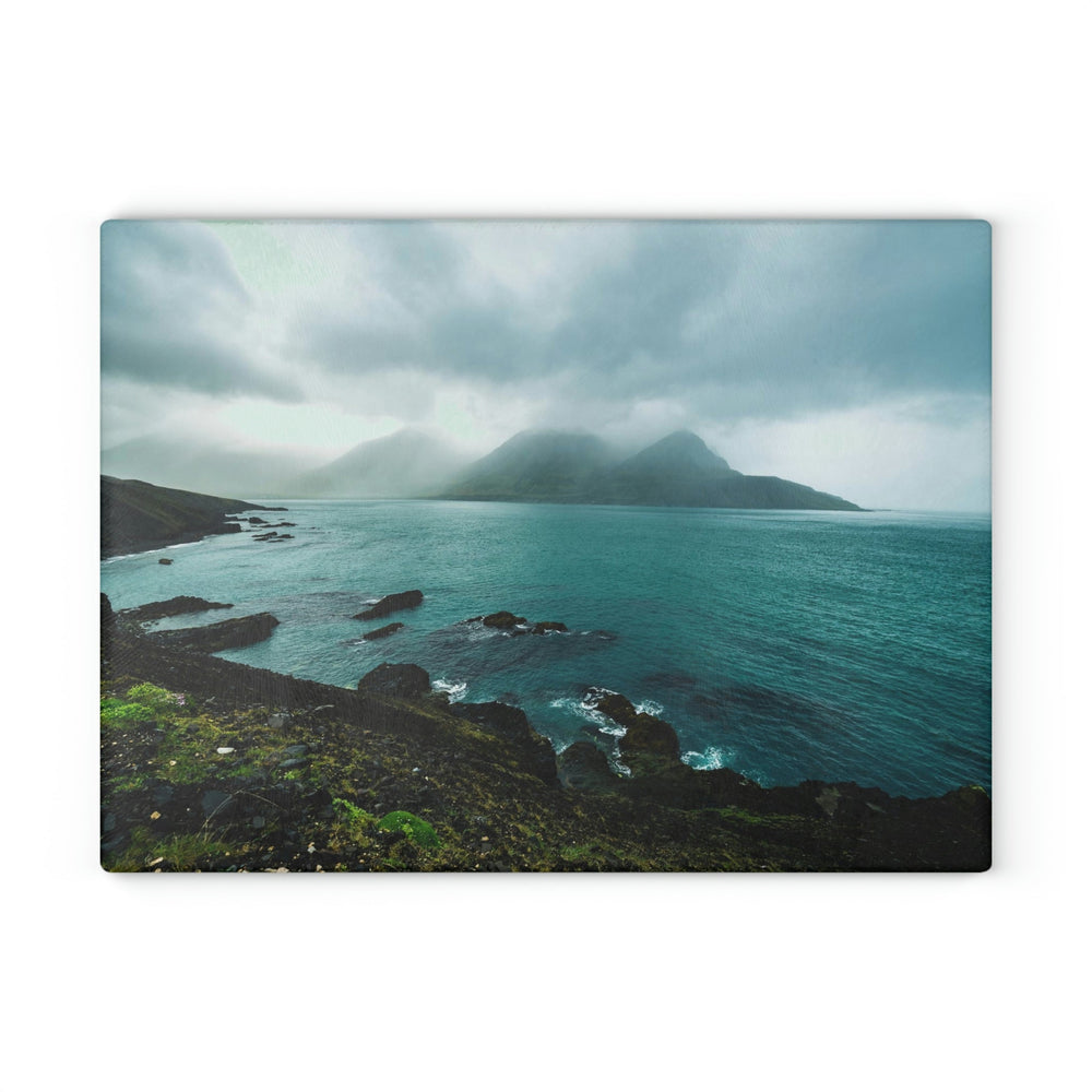 Mystical Mountain View - Glass Cutting Board - Visiting This World