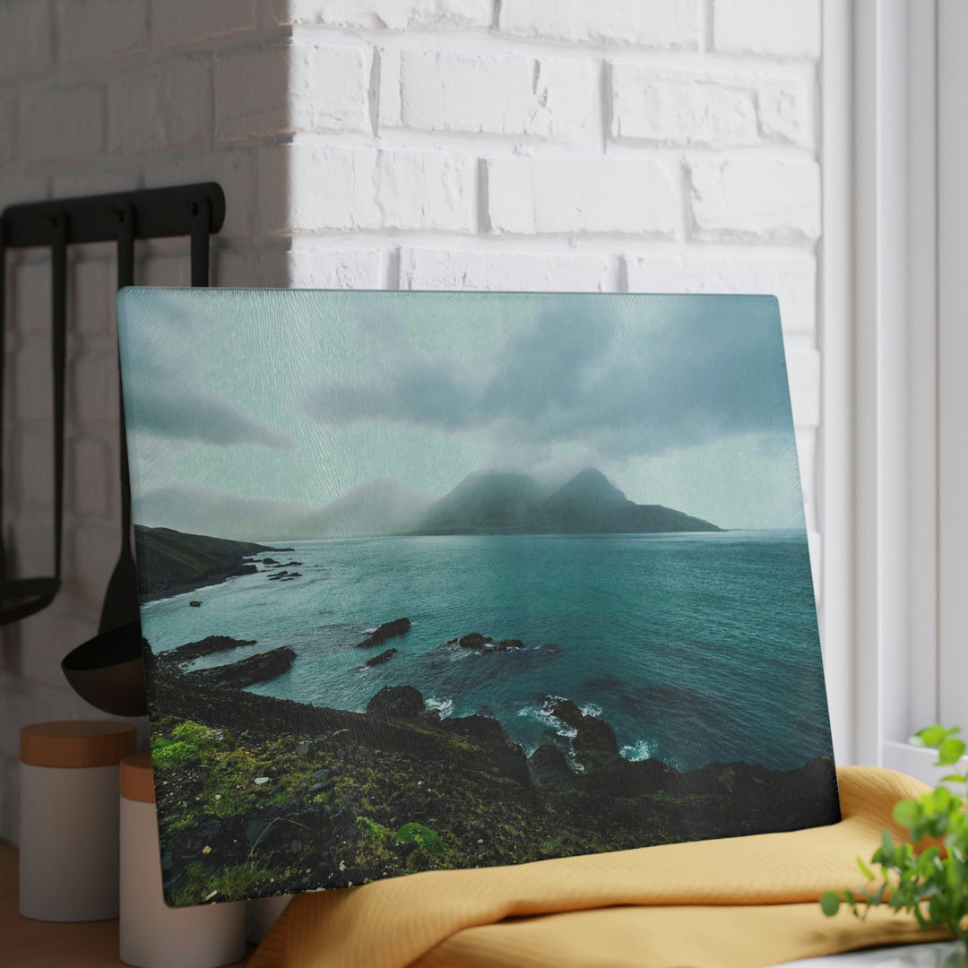 Mystical Mountain View - Glass Cutting Board - Visiting This World