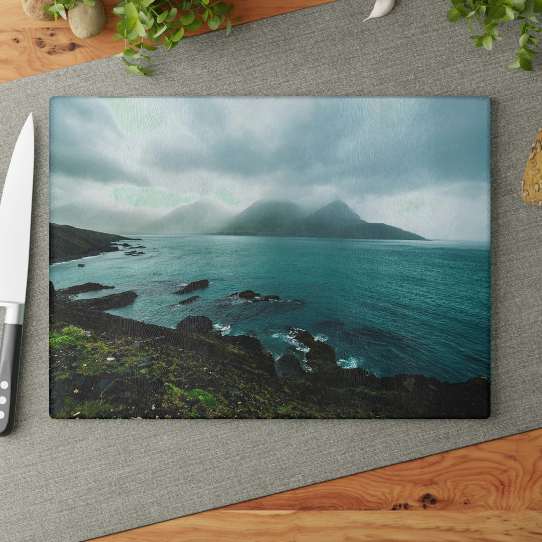 Mystical Mountain View - Glass Cutting Board - Visiting This World