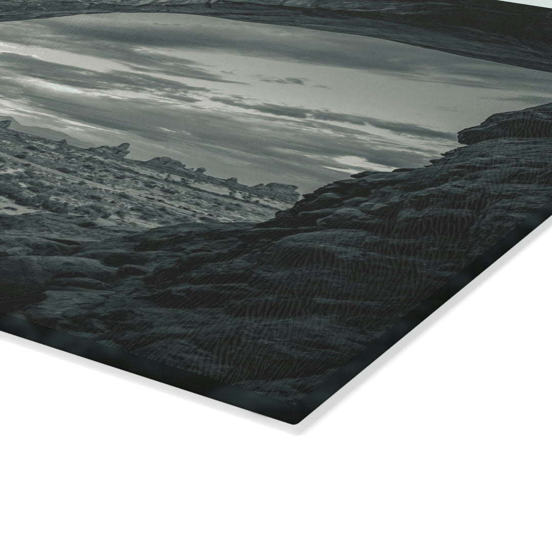 Natural Frames Part 2 in Black and White - Glass Cutting Board - Visiting This World