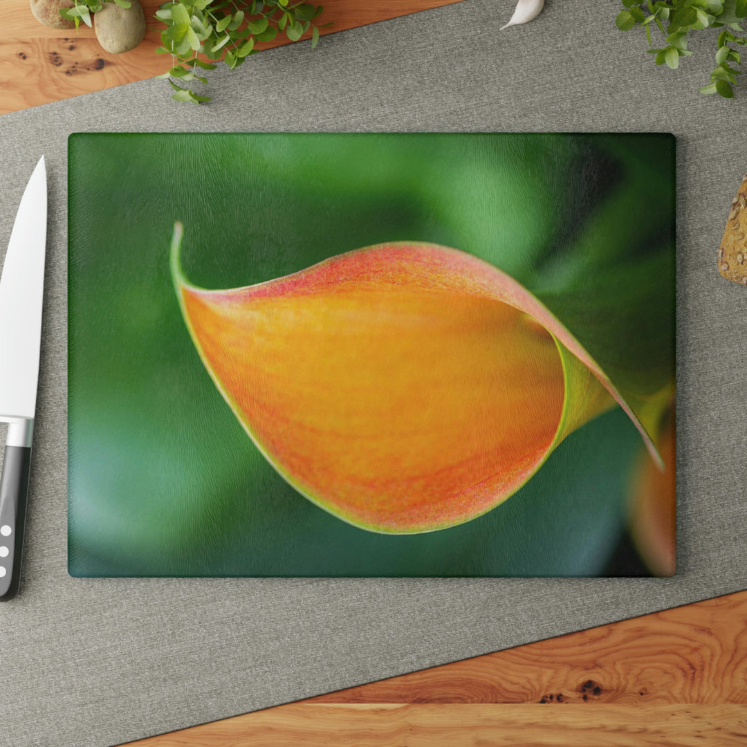 Orange Calla Lily - Glass Cutting Board - Visiting This World