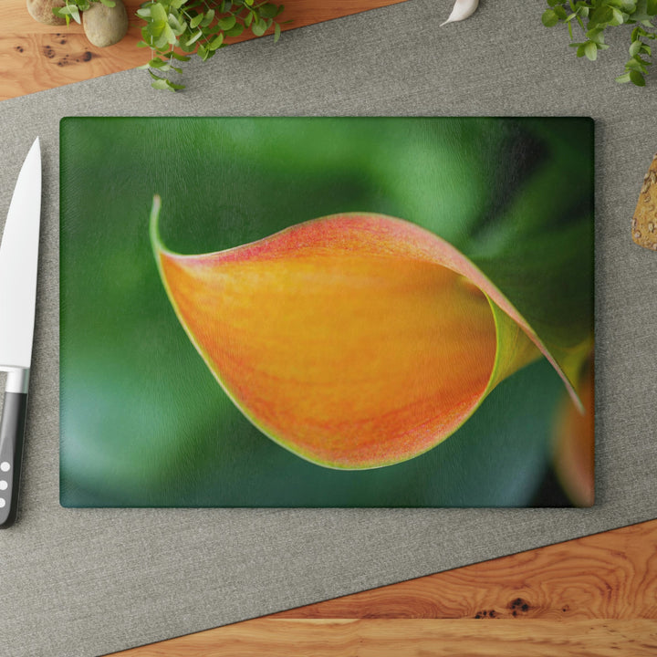 Orange Calla Lily - Glass Cutting Board - Visiting This World