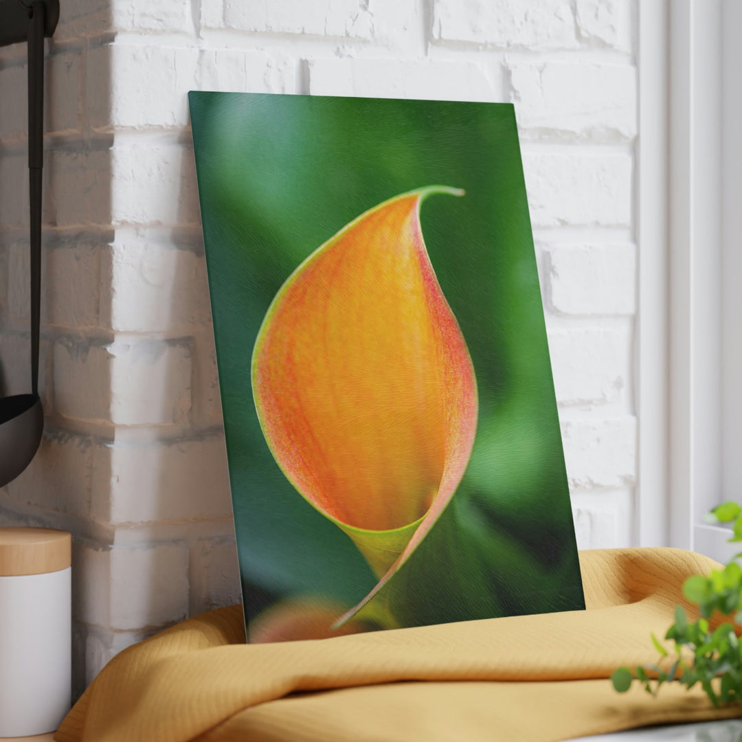 Orange Calla Lily - Glass Cutting Board - Visiting This World