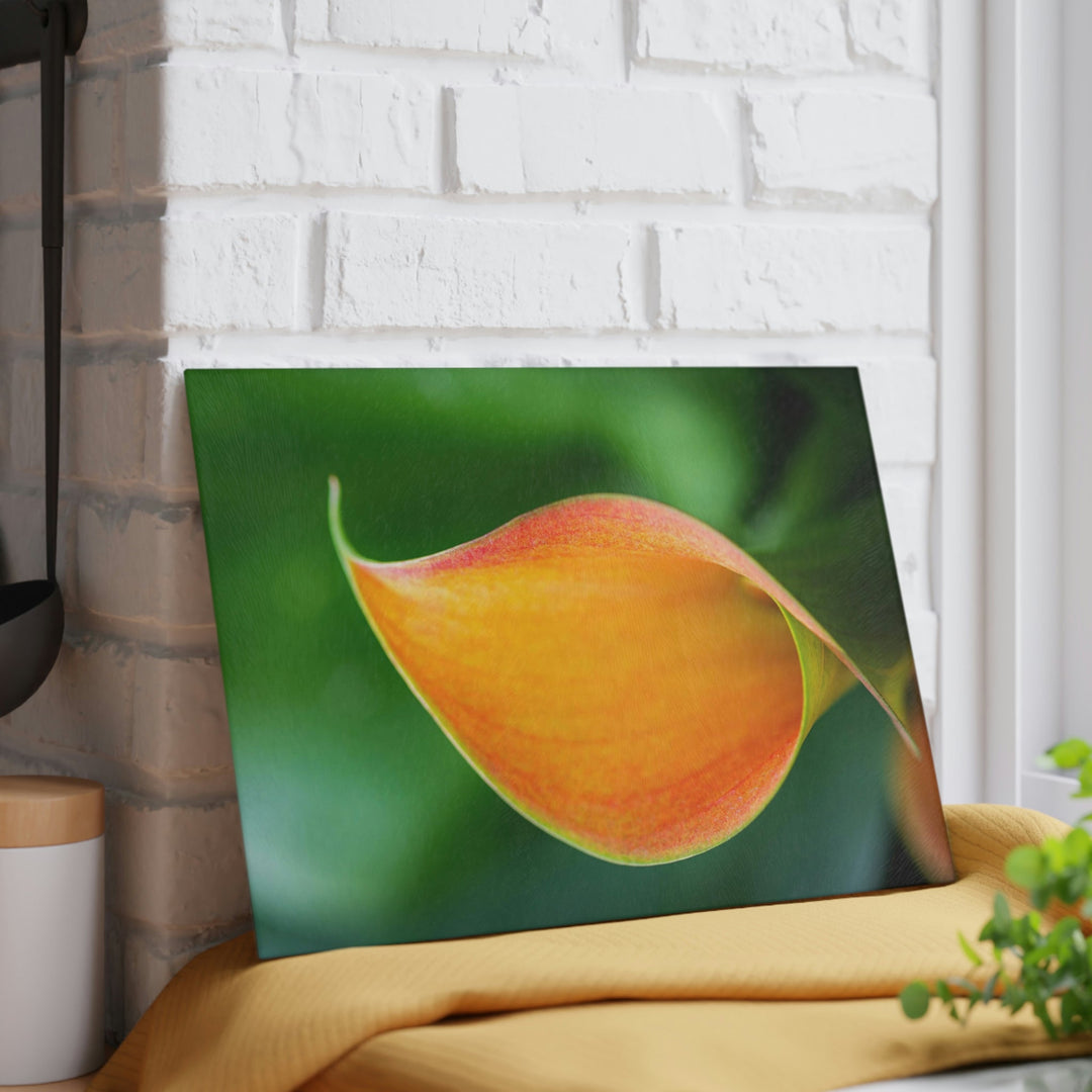 Orange Calla Lily - Glass Cutting Board - Visiting This World