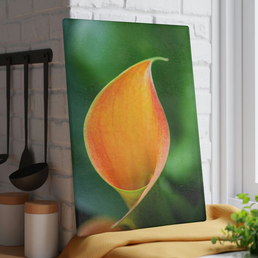 Orange Calla Lily - Glass Cutting Board - Visiting This World