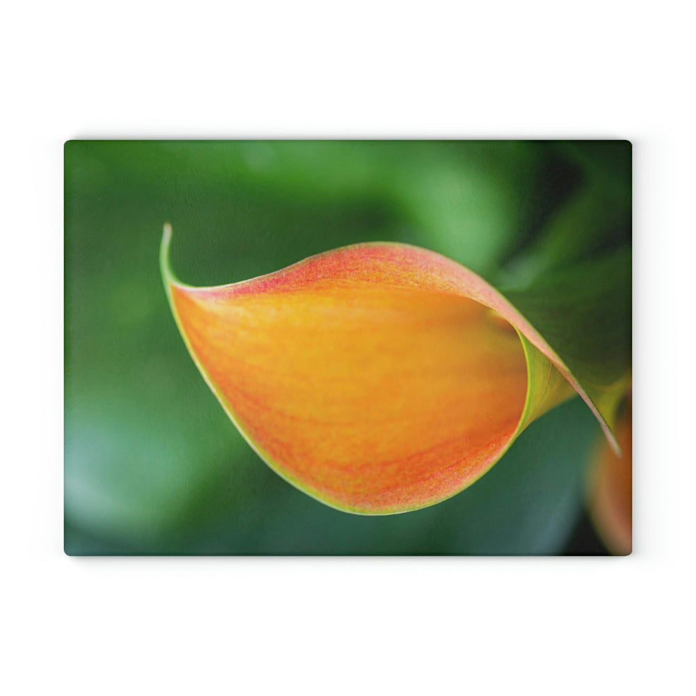 Orange Calla Lily - Glass Cutting Board - Visiting This World