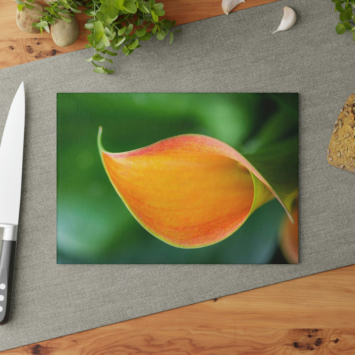 Orange Calla Lily - Glass Cutting Board - Visiting This World