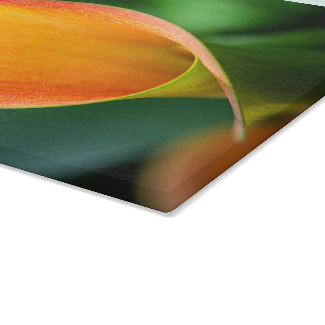 Orange Calla Lily - Glass Cutting Board - Visiting This World