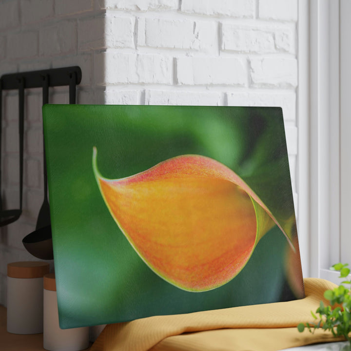 Orange Calla Lily - Glass Cutting Board - Visiting This World