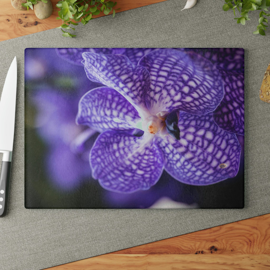 Orchid Detail - Glass Cutting Board - Visiting This World