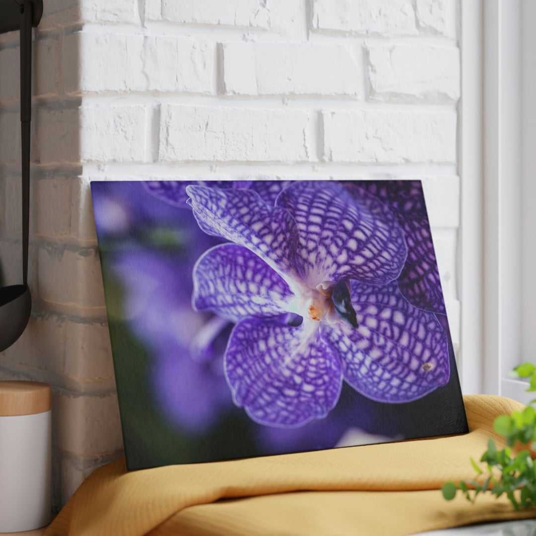 Orchid Detail - Glass Cutting Board - Visiting This World