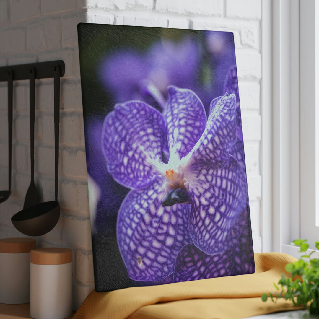 Orchid Detail - Glass Cutting Board - Visiting This World