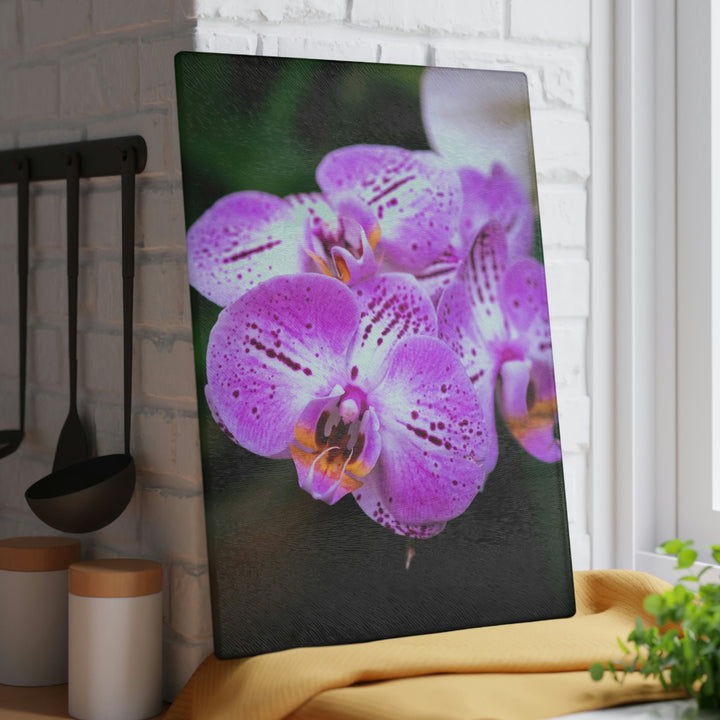 Orchid in Pink - Glass Cutting Board - Visiting This World