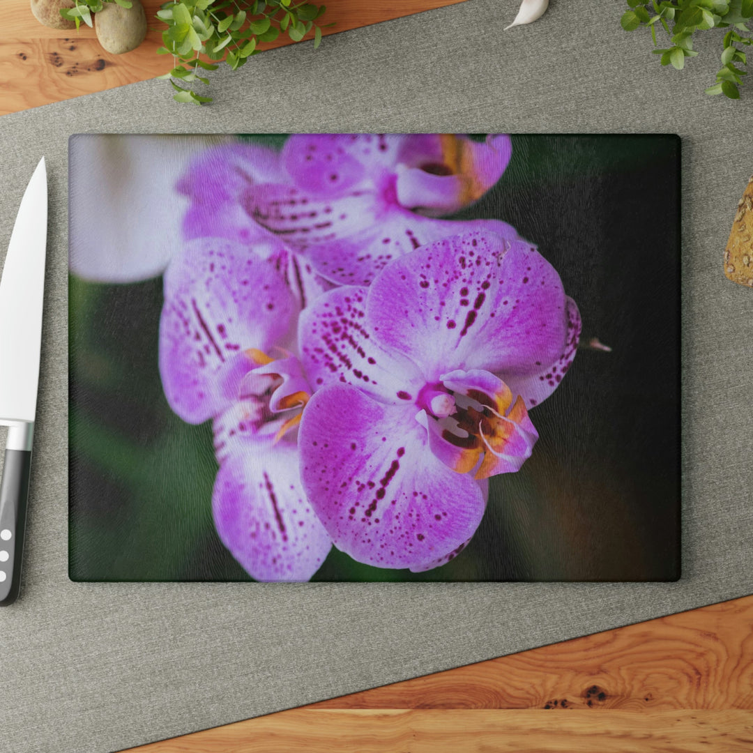 Orchid in Pink - Glass Cutting Board - Visiting This World