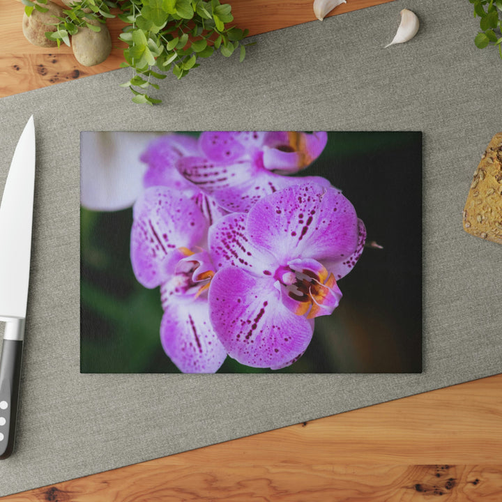 Orchid in Pink - Glass Cutting Board - Visiting This World