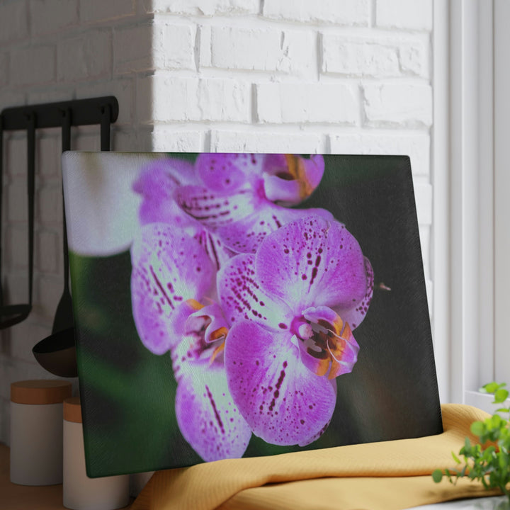 Orchid in Pink - Glass Cutting Board - Visiting This World