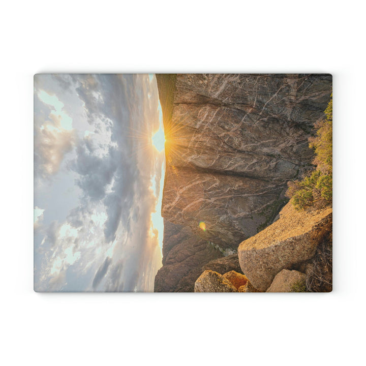 Painted Wall at Sunset Part 2 - Glass Cutting Board - Visiting This World