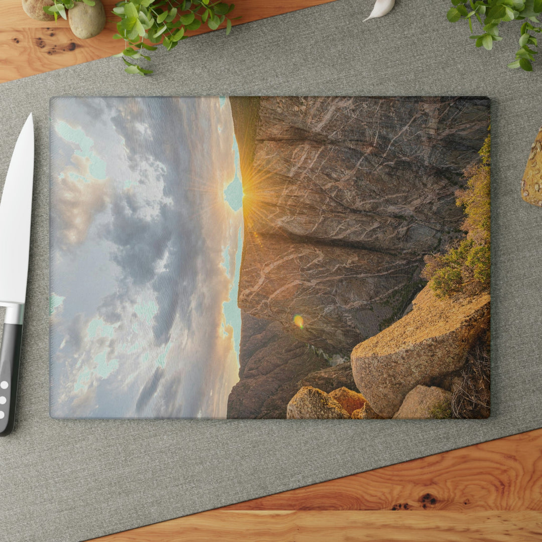 Painted Wall at Sunset Part 2 - Glass Cutting Board - Visiting This World