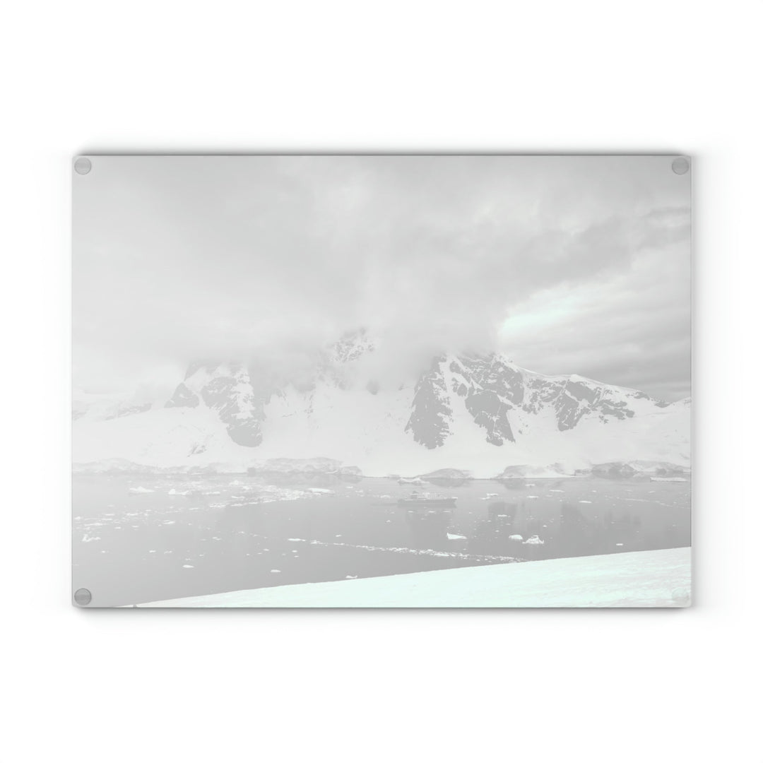 Peaceful Anchoring in Black and White - Glass Cutting Board - Visiting This World