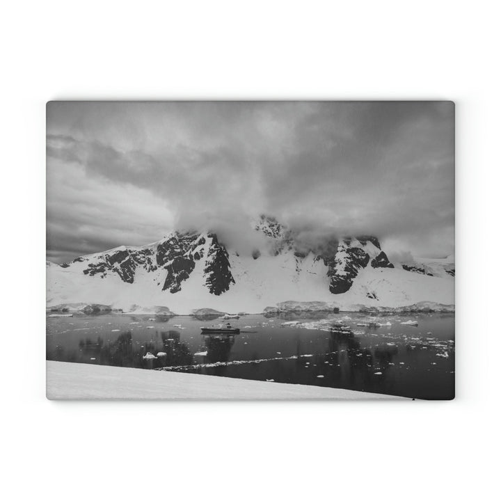 Peaceful Anchoring in Black and White - Glass Cutting Board - Visiting This World