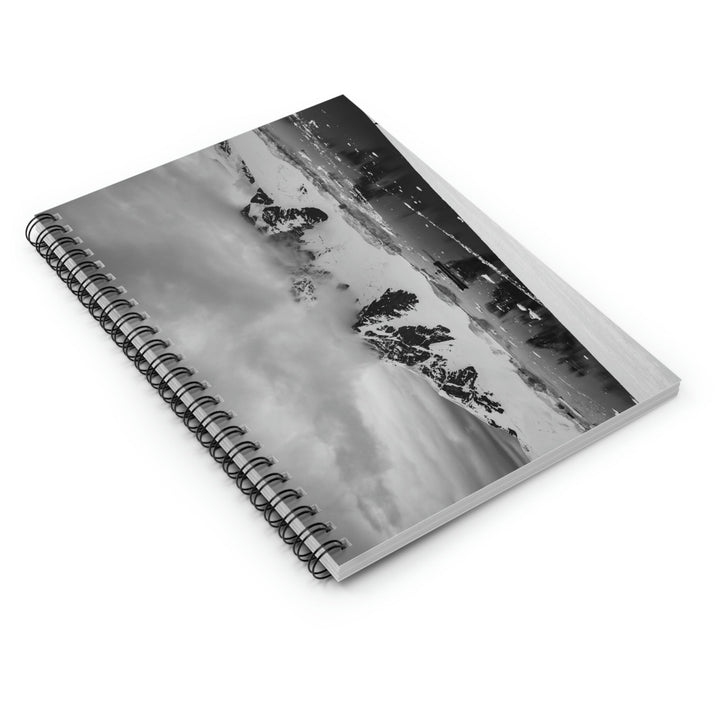 Peaceful Anchoring in Black and White - Spiral Ruled Line Notebook - Visiting This World