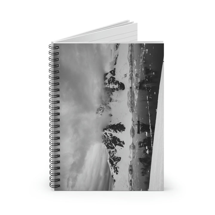 Peaceful Anchoring in Black and White - Spiral Ruled Line Notebook - Visiting This World