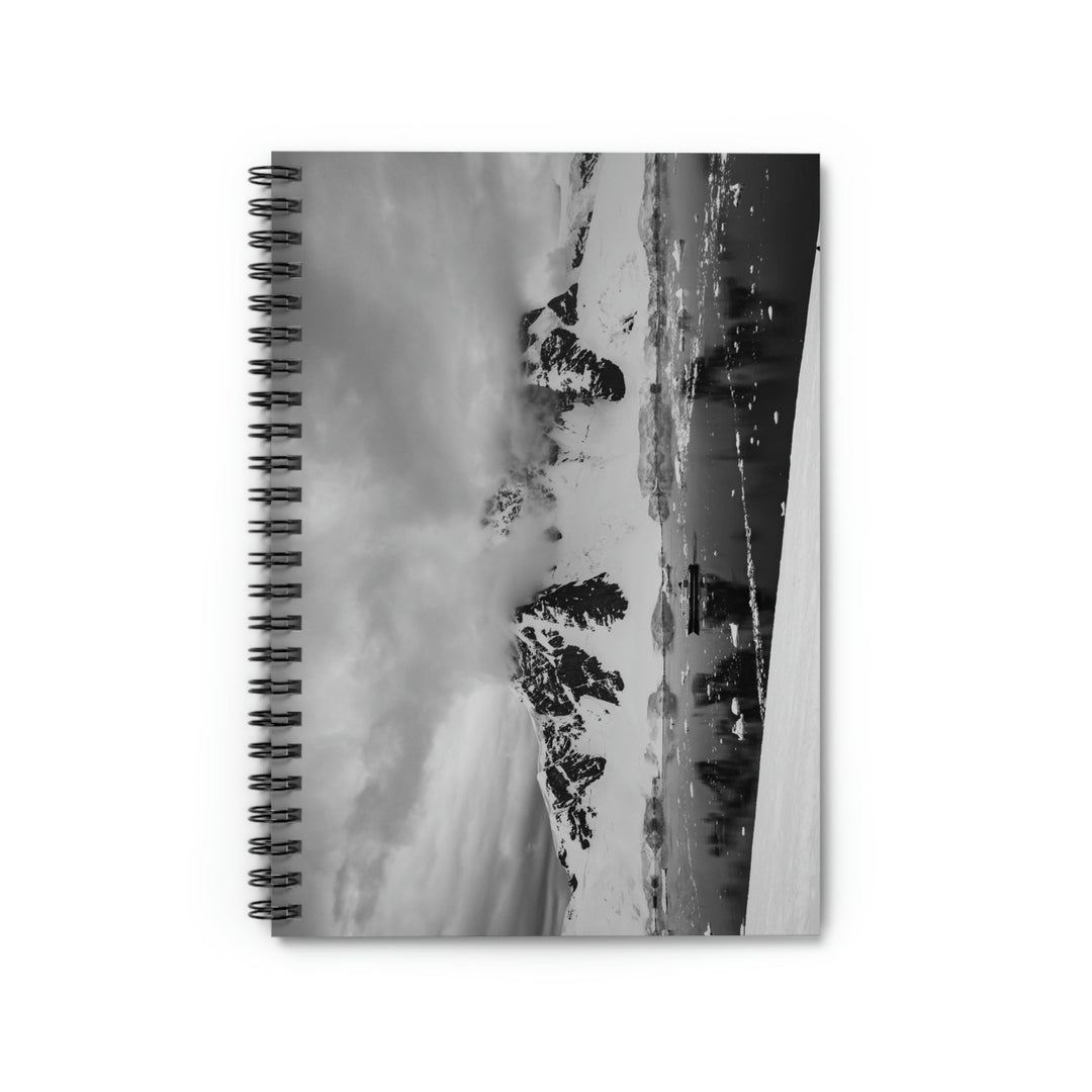 Peaceful Anchoring in Black and White - Spiral Ruled Line Notebook - Visiting This World