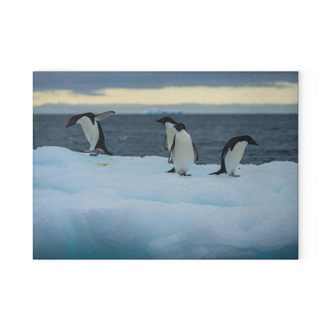 Penguin Dance - Glass Cutting Board - Visiting This World