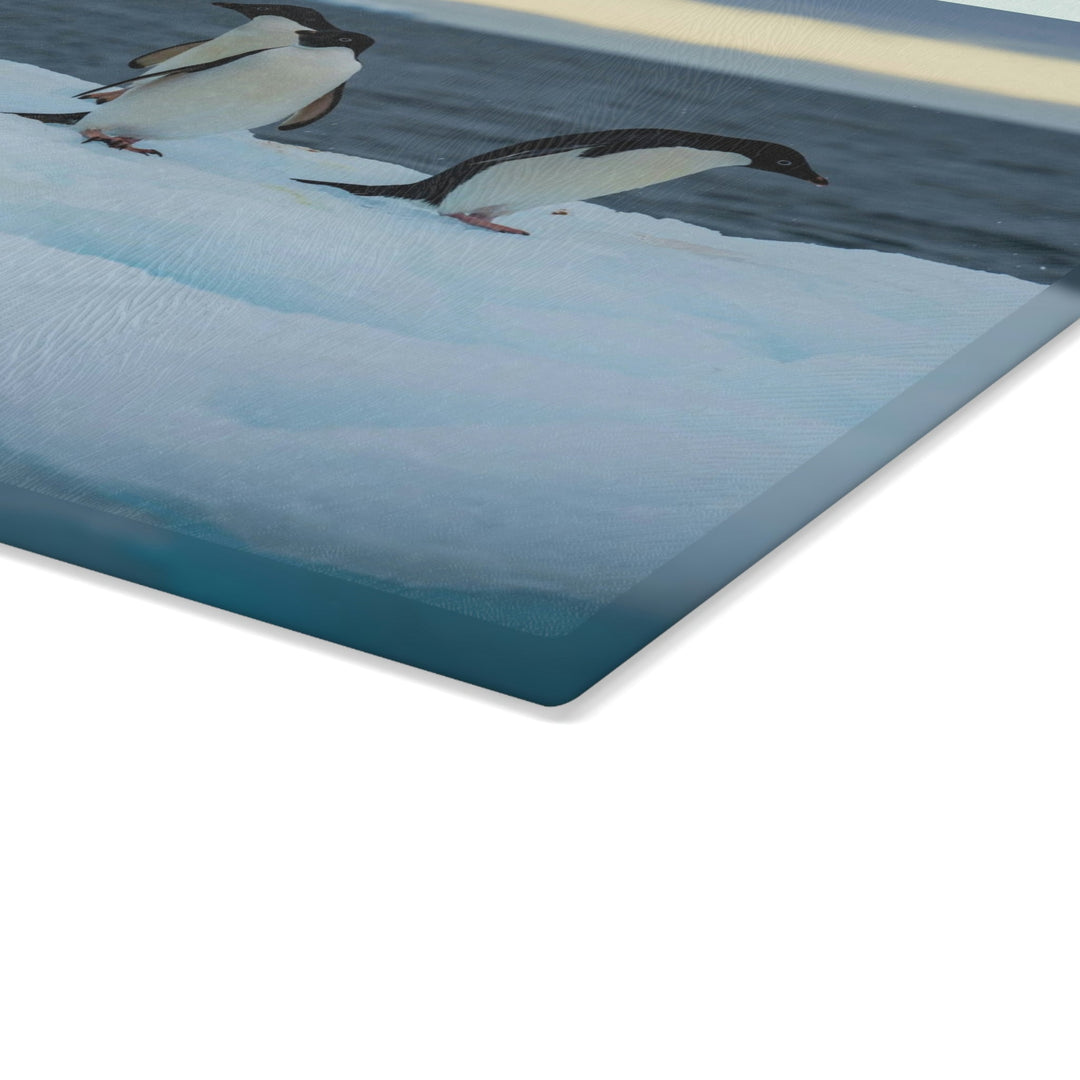 Penguin Dance - Glass Cutting Board - Visiting This World