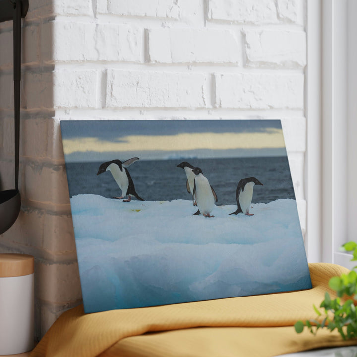 Penguin Dance - Glass Cutting Board - Visiting This World