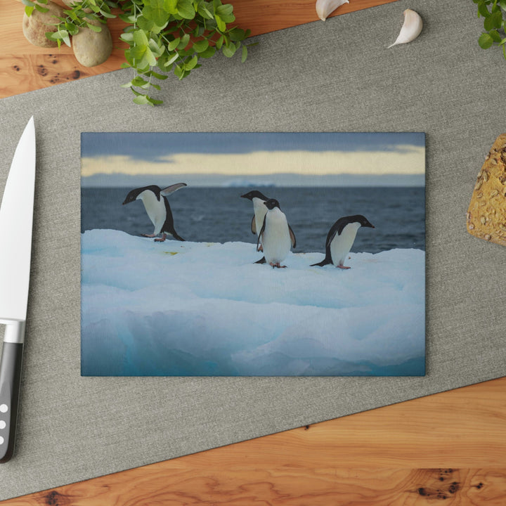 Penguin Dance - Glass Cutting Board - Visiting This World