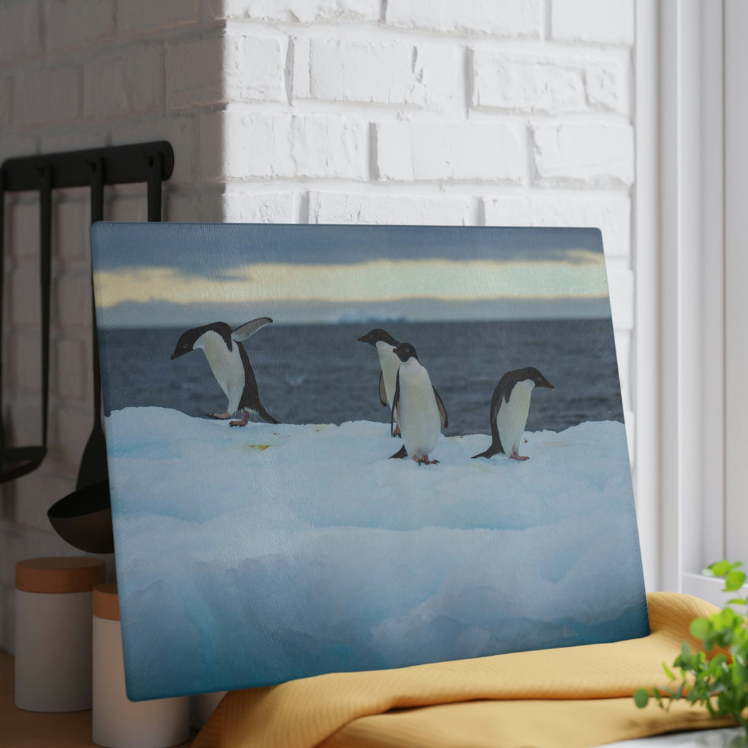 Penguin Dance - Glass Cutting Board - Visiting This World