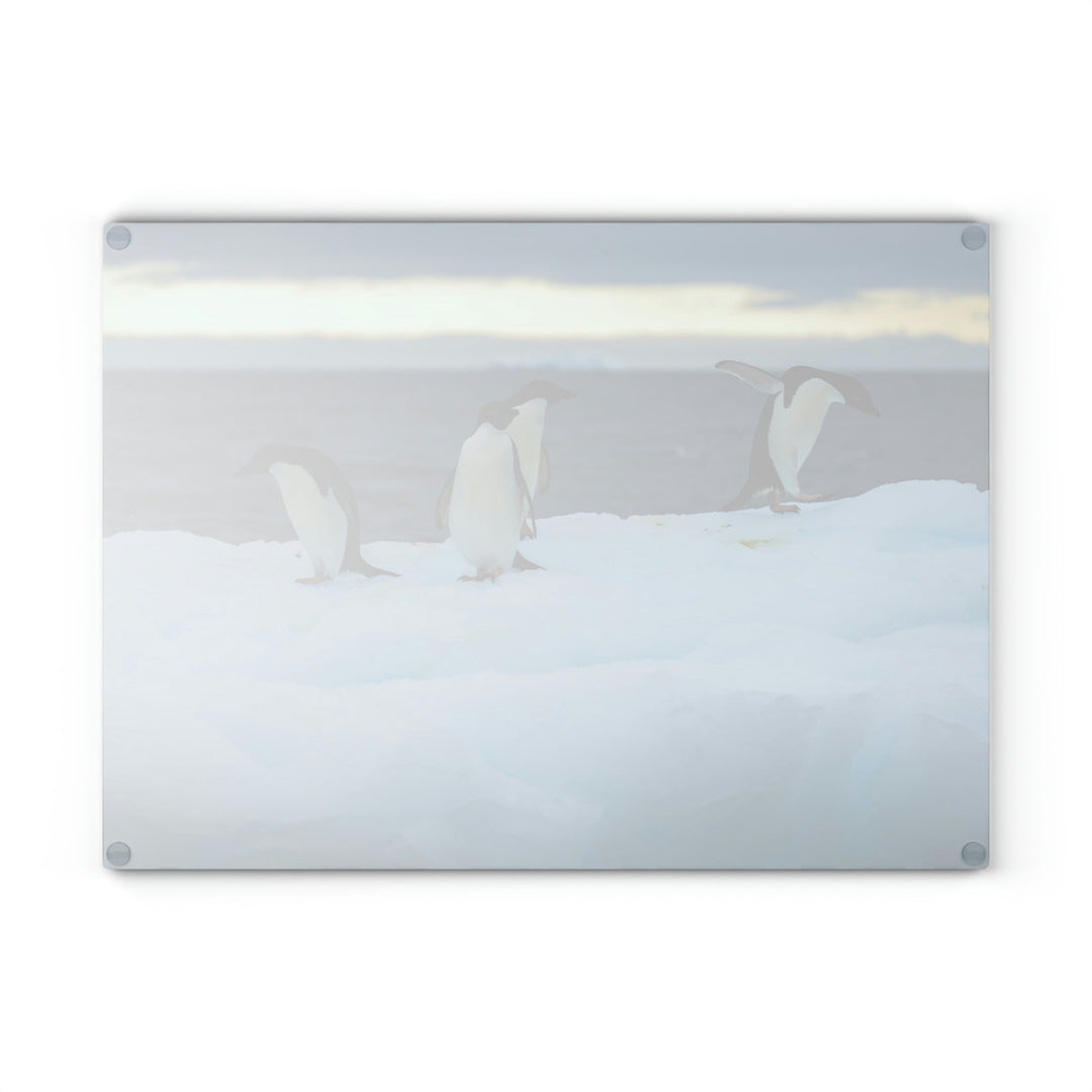 Penguin Dance - Glass Cutting Board - Visiting This World