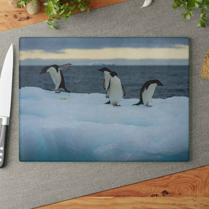 Penguin Dance - Glass Cutting Board - Visiting This World