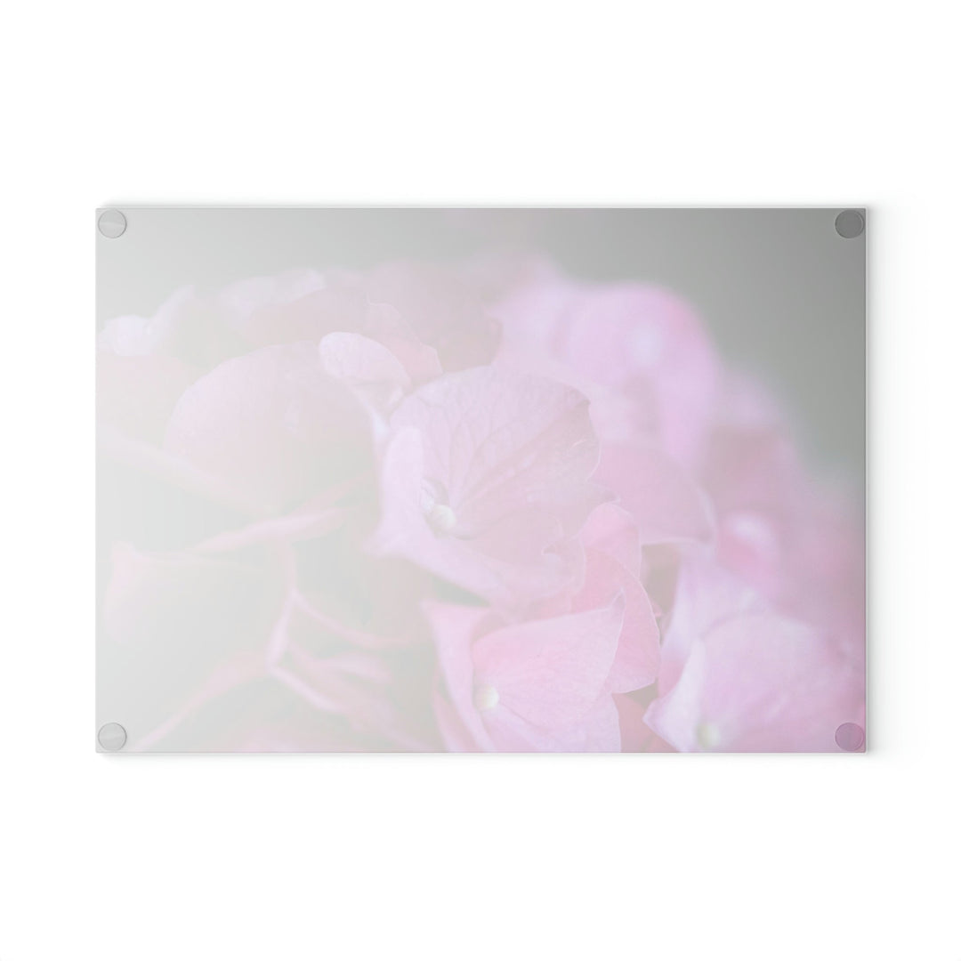 Pink Hydrangea Detail - Glass Cutting Board - Visiting This World