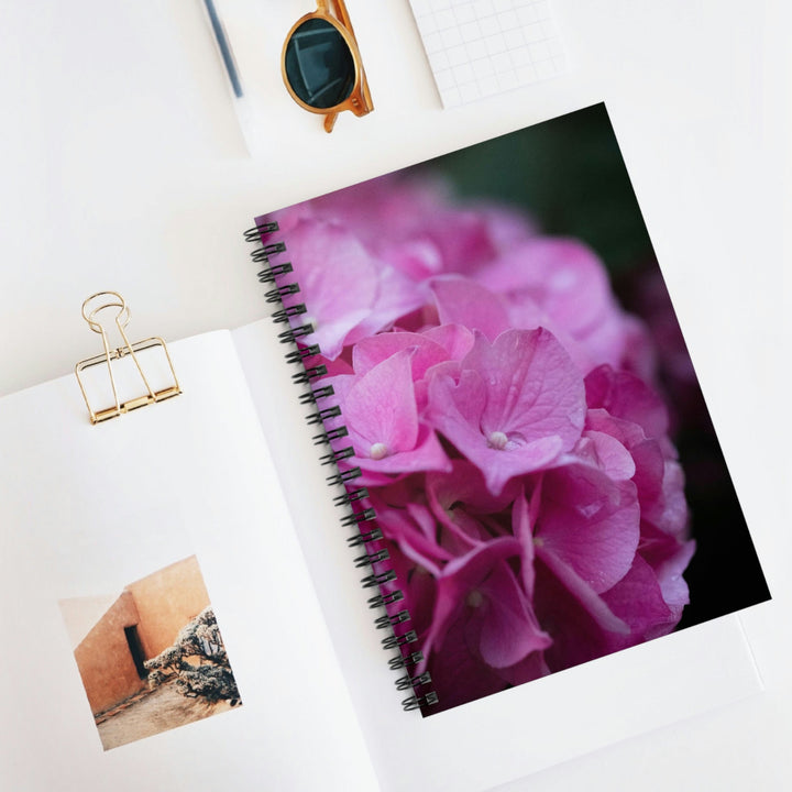 Pink Hydrangea Detail - Spiral Ruled Line Notebook - Visiting This World