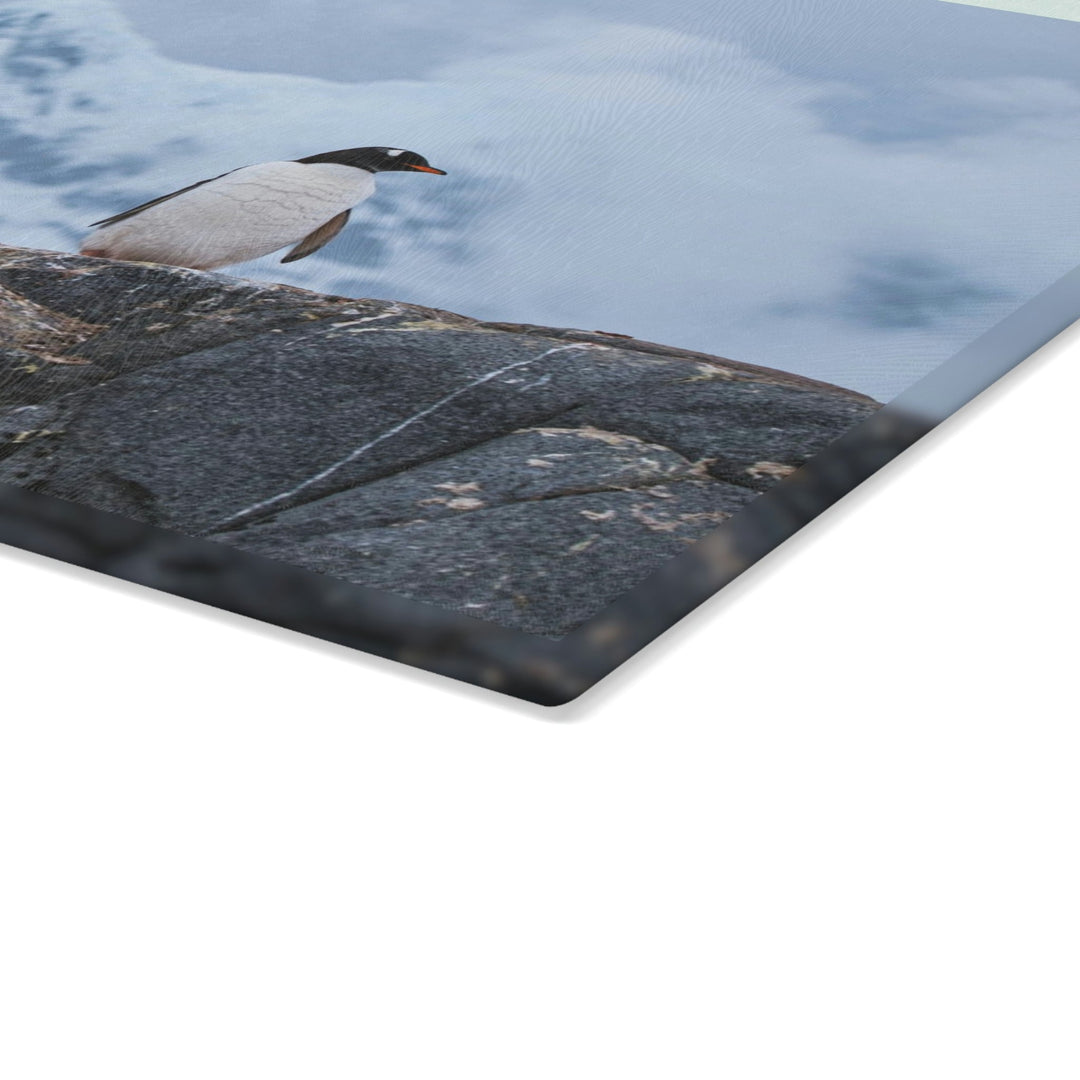 Poised Penguin - Glass Cutting Board - Visiting This World