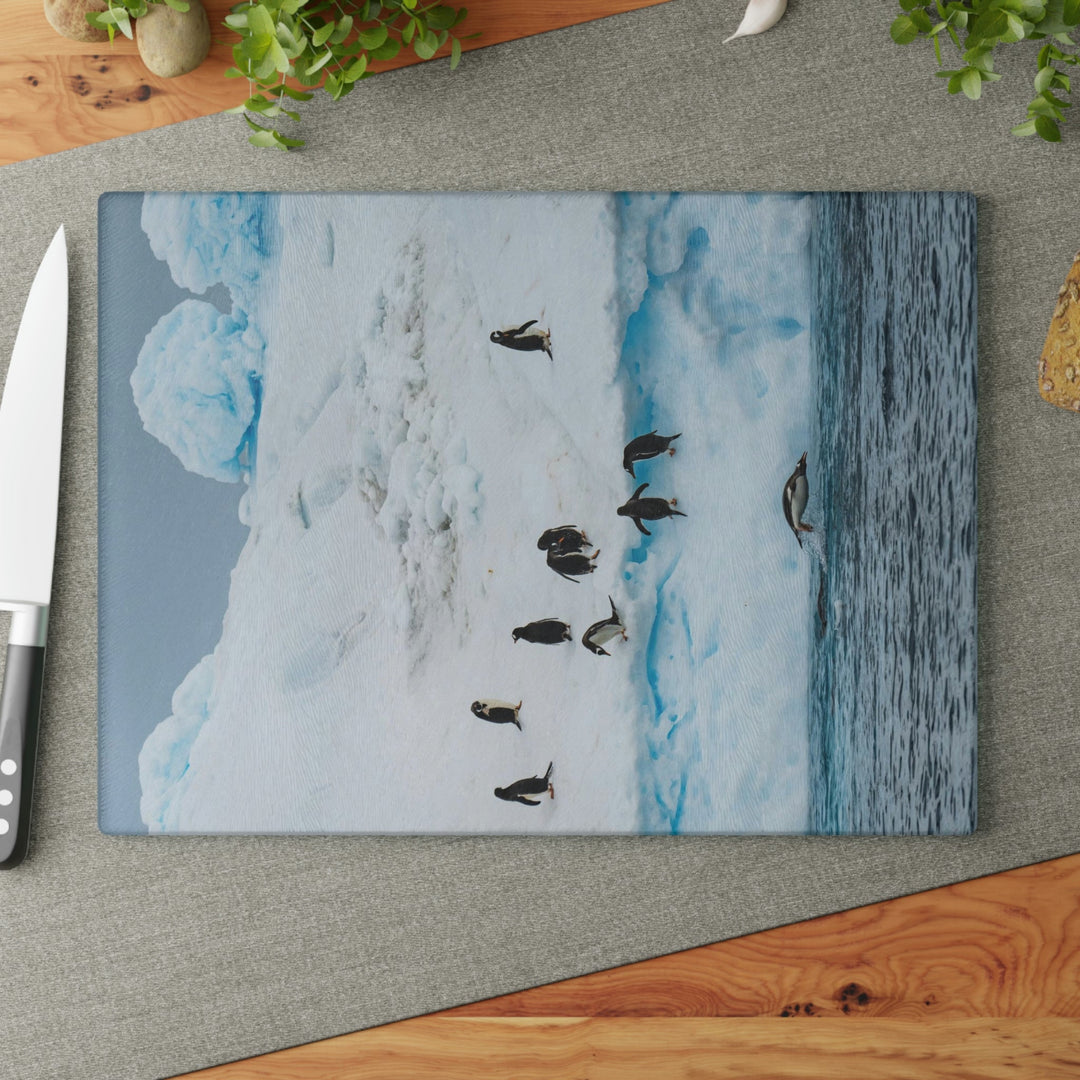 Porpoising Penguin - Glass Cutting Board - Visiting This World