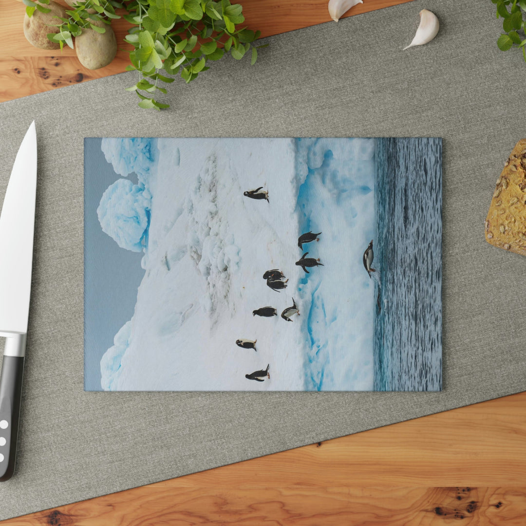 Porpoising Penguin - Glass Cutting Board - Visiting This World