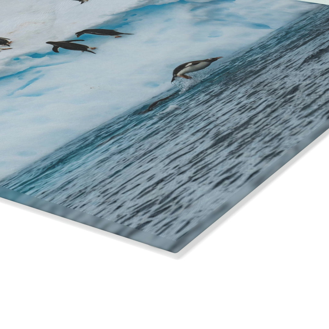 Porpoising Penguin - Glass Cutting Board - Visiting This World