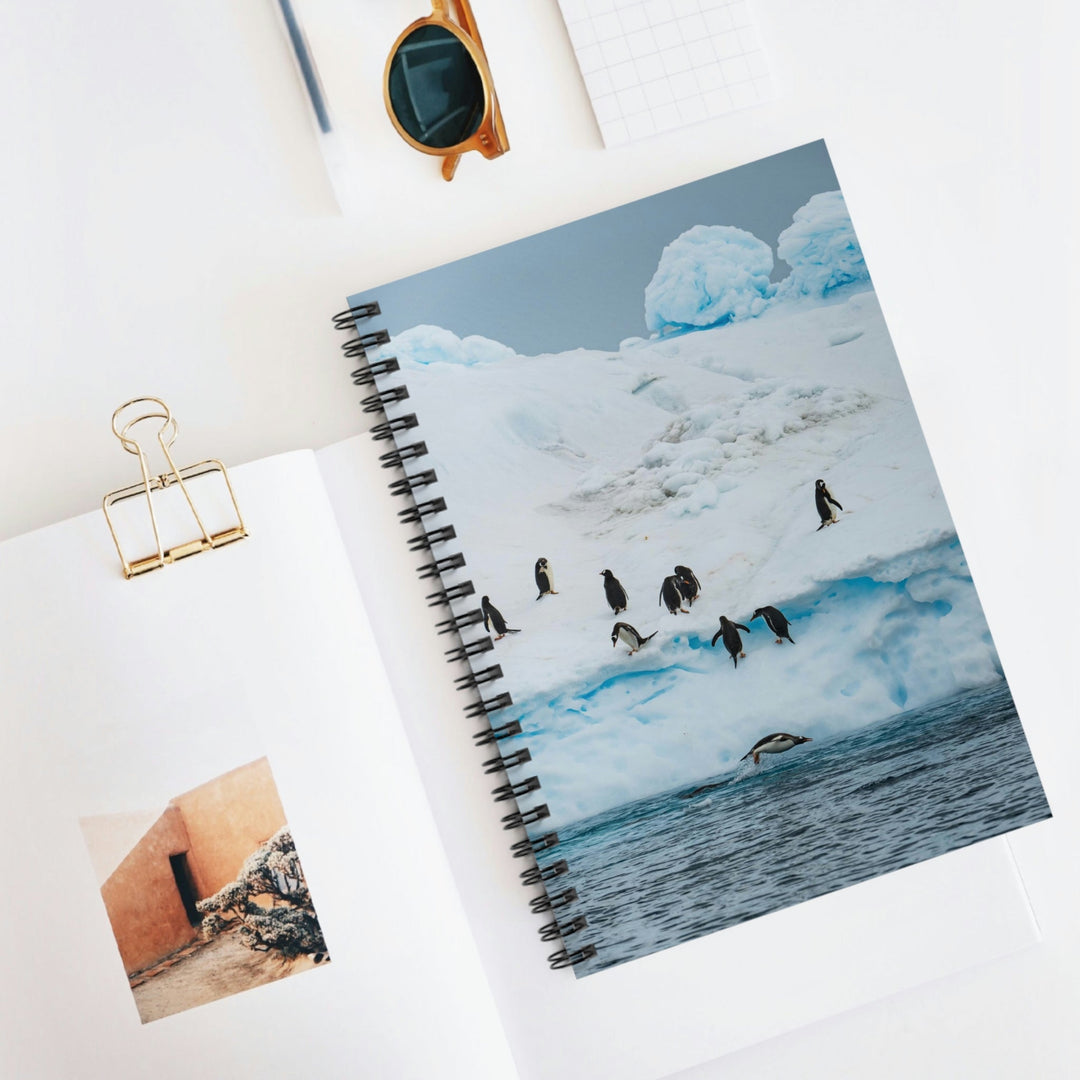 Porpoising Penguin - Spiral Ruled Line Notebook - Visiting This World