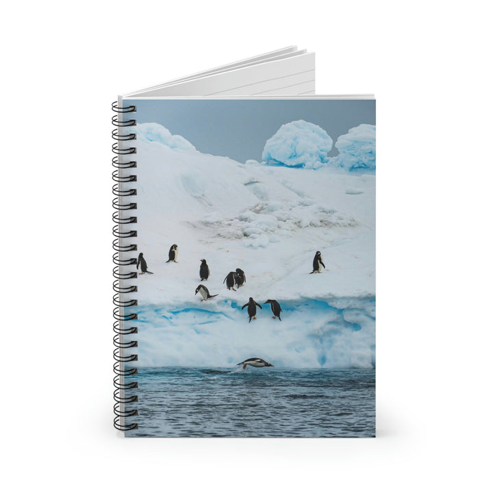 Porpoising Penguin - Spiral Ruled Line Notebook - Visiting This World