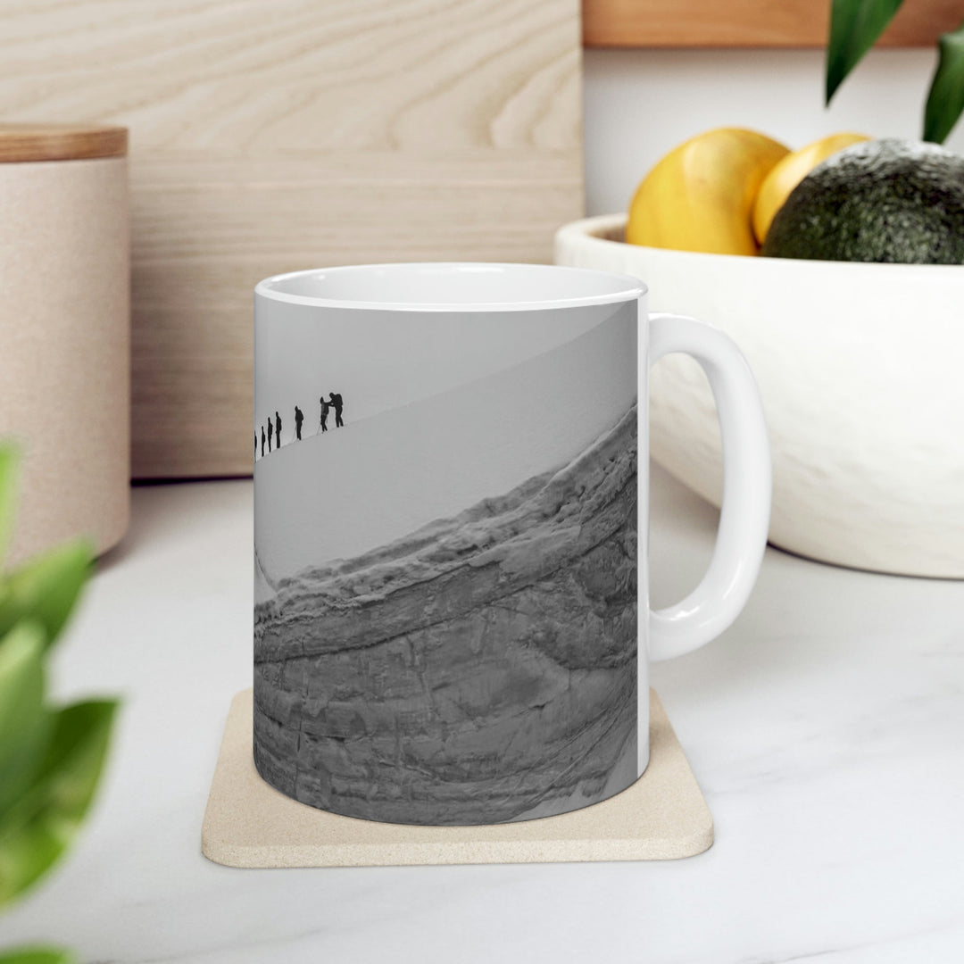 Preparing for the Climb in Black and White - Ceramic Mug 11oz - Visiting This World