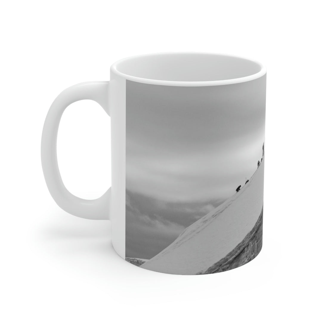 Preparing for the Climb in Black and White - Ceramic Mug 11oz - Visiting This World