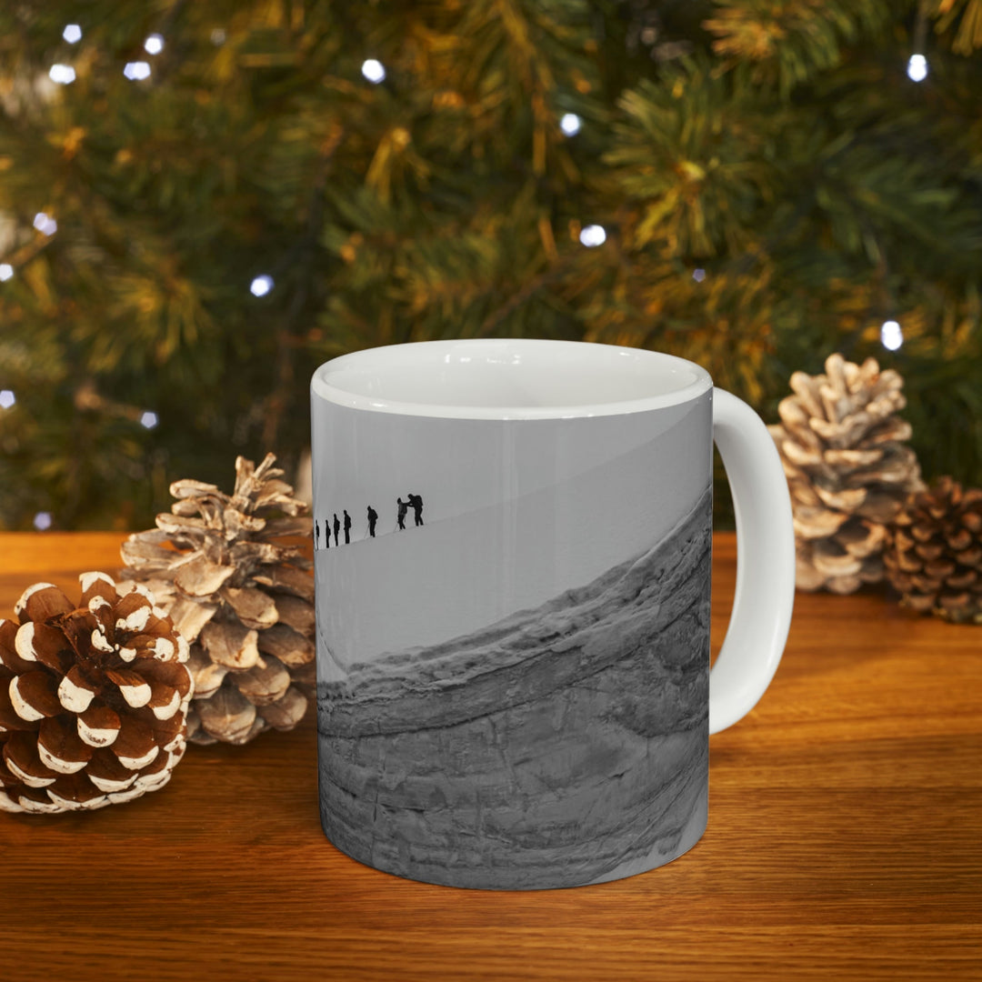 Preparing for the Climb in Black and White - Ceramic Mug 11oz - Visiting This World